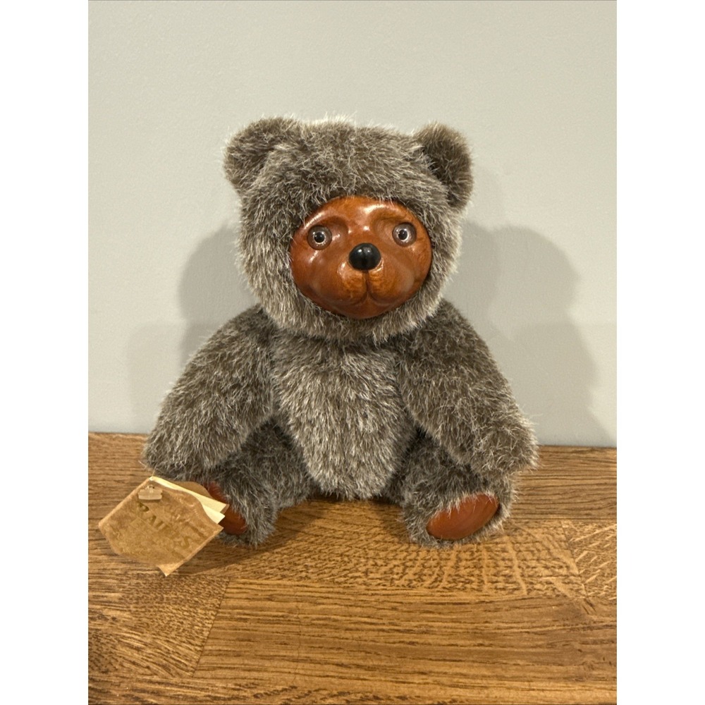 1985 Vintage Applause Raikes Bear Jamie 5453 Jointed Teddy Bear Wood Face & Feet